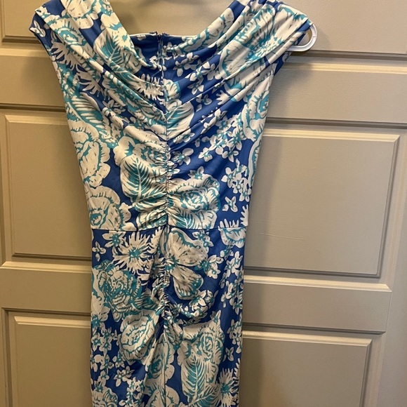 DIANE VON FURSTENBERG Stephen Floral Ruched Jersey Midi Dress womens Sz XS - Picture 10 of 11